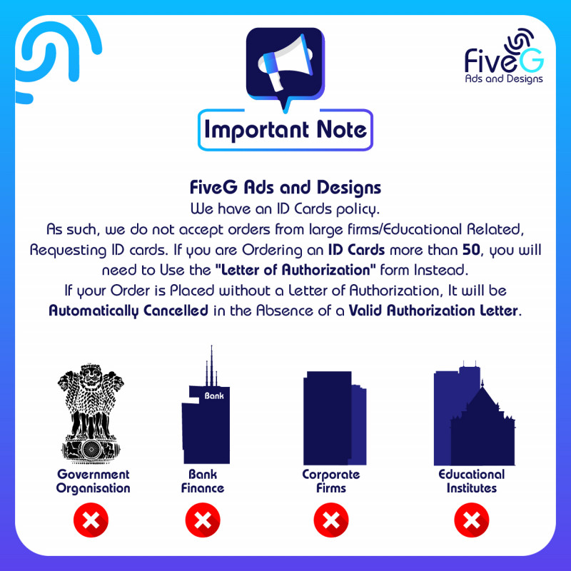 PVC ID Cards (for 10 No's)