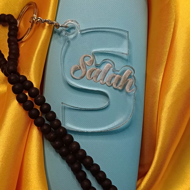 Clear Acrylic Custom Name Initial Keychain (2 Nos)